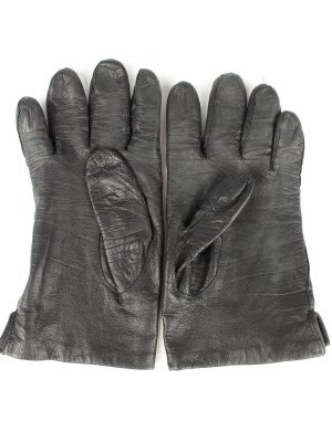Vintage Womens Leather Gloves 80s Black G265-147318