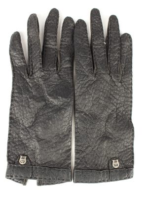 Vintage Womens Leather Gloves 80s Black G271-0