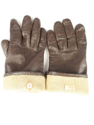 Vintage Unisex Leather Gloves 80s 8 Brown G280-147379