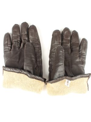 Vintage Unisex Leather Gloves 80s 9.5 Brown G281-147383