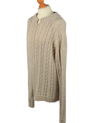 Vintage Womens Cable Knit Cardigan 90s XXL Cream -IL2133-149569