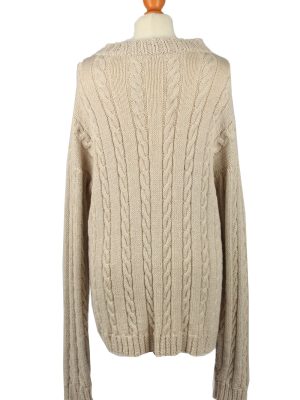 Vintage Womens Cable Knit Cardigan 90s XXL Cream -IL2133-149571