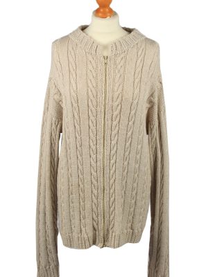Vintage Womens Cable Knit Cardigan 90s XXL Cream -IL2133-0