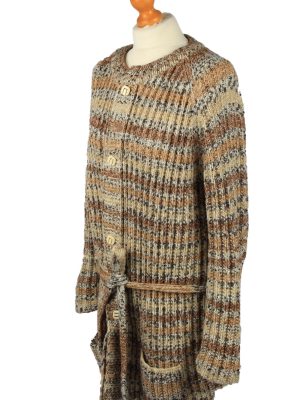 Vintage Womens Cable Knit Cardigan 90s XL Brown -IL2135-149577