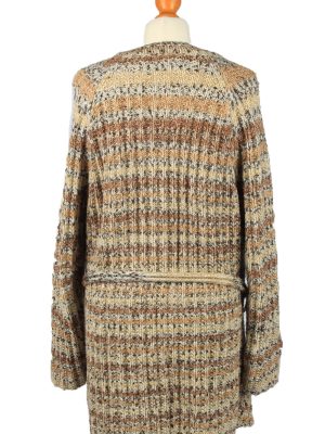 Vintage Womens Cable Knit Cardigan 90s XL Brown -IL2135-149579