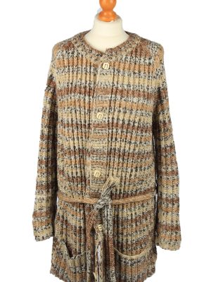 Vintage Womens Cable Knit Cardigan 90s XL Brown -IL2135-0