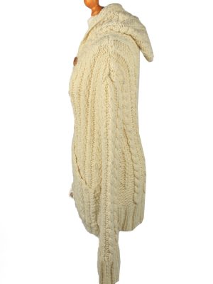 Vintage Womens Cable Knit Cardigan 90s XXL Cream -IL2136-149582