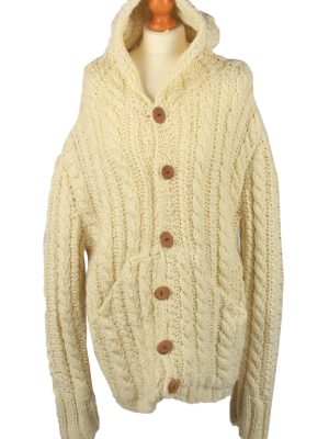 Vintage Womens Cable Knit Cardigan 90s XXL Cream -IL2136-0