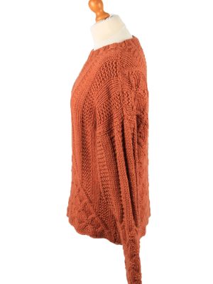 Vintage Womens Cable Knit Jumper 90s L Terra Cotta -IL2147-148106