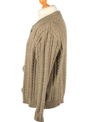 Vintage Exclusiv Modell Mens Cable Knit Cardigan 90s 52 Brown -IL2150-148117