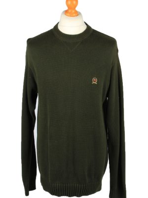 Vintage Tommy Hilfiger Mens Crew Neck Jumper 90s L Dark Green -IL2153-0