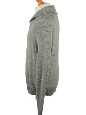 Vintage Tommy Hilfiger Mens Button Neck Jumper 90s L Grey -IL2157-148145