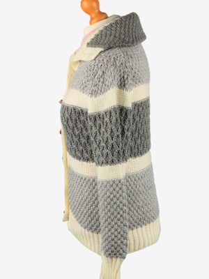 Vintage Womens Knit Cable Cardigan UK 12 Grey IL2191-148793