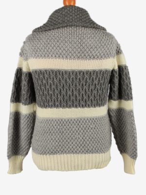 Vintage Womens Knit Cable Cardigan UK 12 Grey IL2191-148794