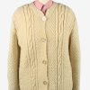 Vintage Womens Knit Cable Cardigan UK 16/18 Beige IL2192-0