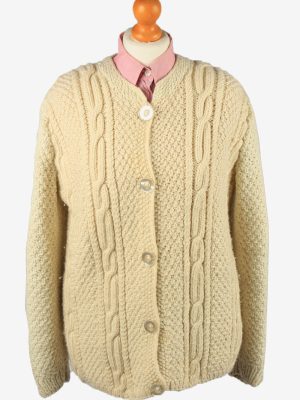 Vintage Womens Knit Cable Cardigan UK 16/18 Beige IL2192-0