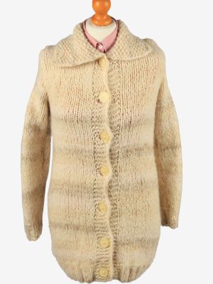 Vintage Womens Knit Cable Cardigan UK 8 Beige IL2193-0