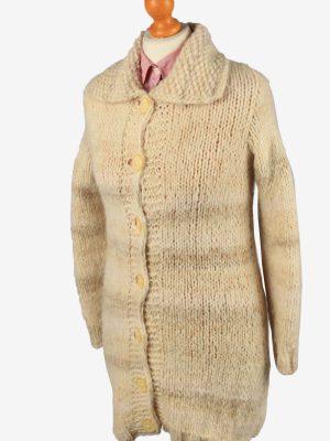 Vintage Womens Knit Cable Cardigan UK 8 Beige IL2193-148801