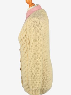 Vintage Womens Knit Cable Cardigan UK 10/12 Beige IL2194-148806