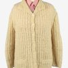 Vintage Womens Knit Cable Cardigan UK 16 Beige IL2195-0