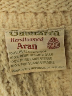 Vintage Gaeltarra Womens Knit Cable Cardigan UK 10/12 Beige IL2196-148815
