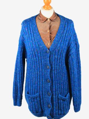 Vintage Womens Cable Button Up Cardigan UK 12 Blue -IL2200-0