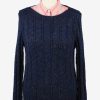 Vintage Womens Cable Jumper UK 10 Navy -IL2205-0