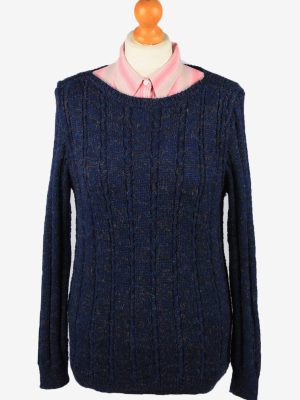 Vintage Womens Cable Jumper UK 10 Navy -IL2205-0