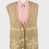 Vintage Womens Knit Button Up Vest UK 16/18 Brown -IL2208-0