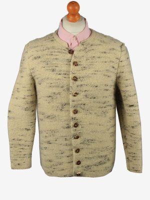 Vintage Mens Knit Button Up Cardigan M Beige -IL2215-0