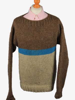 Vintage Mens Crew Neck Knit Jumper L Brown -IL2222-0