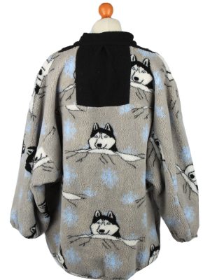 Vintage Half Zip Mens Fleece Top Pullover 4XL Grey -SW2660-148382