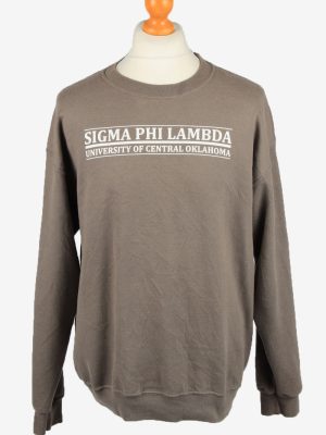 Vintage Gildan Mens College Sweatshirt Top L Brown -SW2679-0