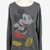 Vintage Disney Womens Wide Neck Sweatshirt Top L Dark Grey -SW2693-0