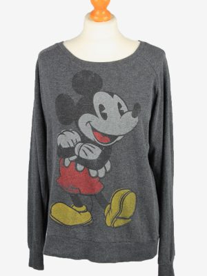 Vintage Disney Womens Wide Neck Sweatshirt Top L Dark Grey -SW2693-0