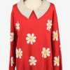 Vintage Miss Womens Collared Sweatshirt Top 4L Red -SW2701-0