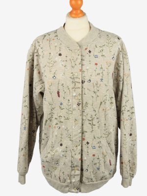 Vintage Blair Womens Floral Snap On Cardigan L Grey Marl -SW2702-0