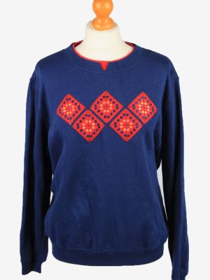 Vintage Rebecca Malone Womens Crew Neck Sweatshirt Top L Navy -SW2705-0