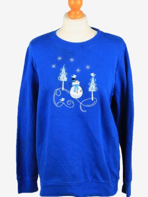 Vintage Holiday Editions Womens Crew Neck Sweatshirt Top M Blue -SW2709-0