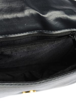 Leather Mini Shoulder Bag Womens Vintage 1980s Navy -BG1170-152693