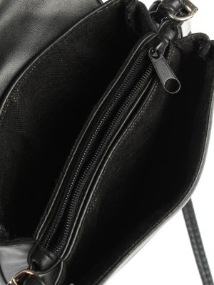 Leather Mini Shoulder Bag Womens Vintage 1980s Black -BG1171-152697