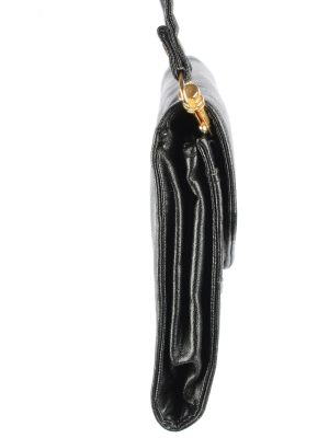 Leather Mini Shoulder Bag Womens Vintage 1980s Black -BG1173-152703