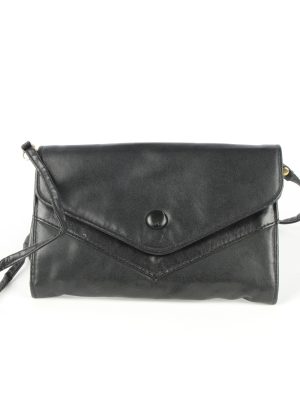 Leather Mini Shoulder Bag Womens Vintage 1980s Black -BG1173-0