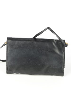 Leather Mini Shoulder Bag Womens Vintage 1980s Black -BG1173-152704
