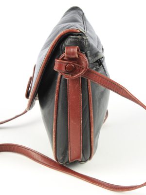 Leather Mini Shoulder Bag Womens Vintage 1980s Black -BG1174-152707