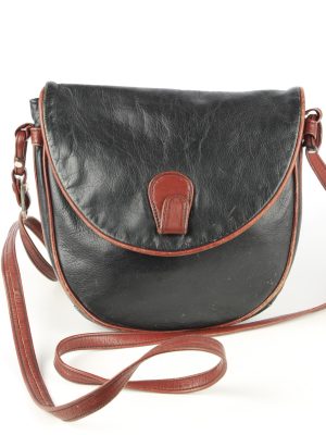 Leather Mini Shoulder Bag Womens Vintage 1980s Black -BG1174-0