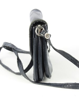 Leather Mini Shoulder Bag Womens Vintage 1980s Black -BG1176-152715