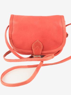 Leather Mini Shoulder Bag Womens Vintage 1980s Red -BG1183-0