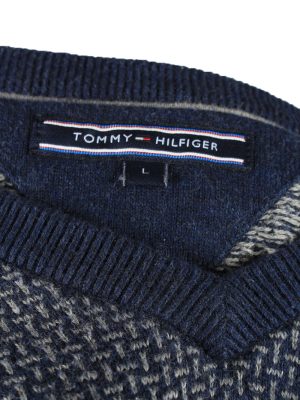 Tommy Hilfiger V Neck Jumper Sweater Vintage Mens L Grey Marl -IL2340-152319