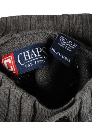 Chaps Button Neck Jumper Pullover Vintage Mens XL Grey -IL2366-152434